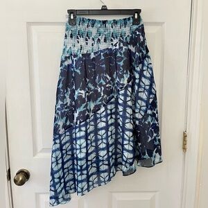 INC International Concepts Asymmetrical Blue and White Tie Dye Skirt